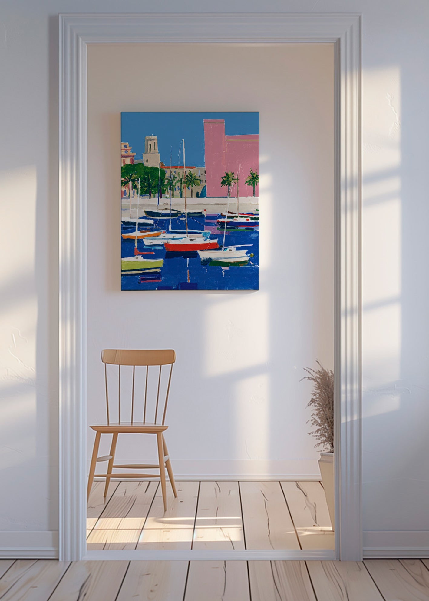 Pastel harbour landscape