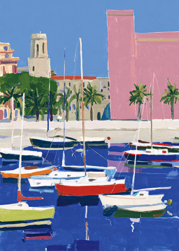 Pastel harbour landscape