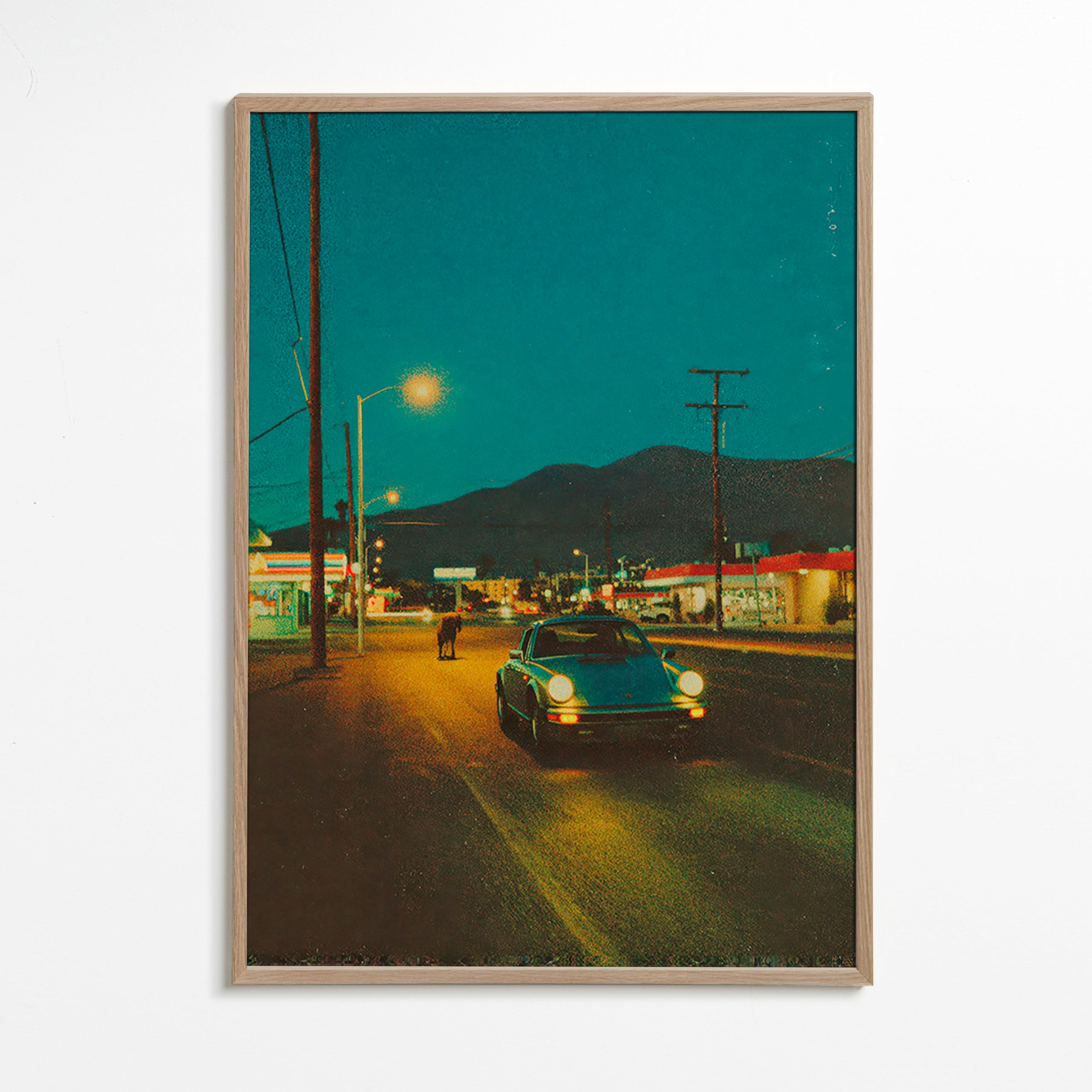 Landscape art: desert highway at night