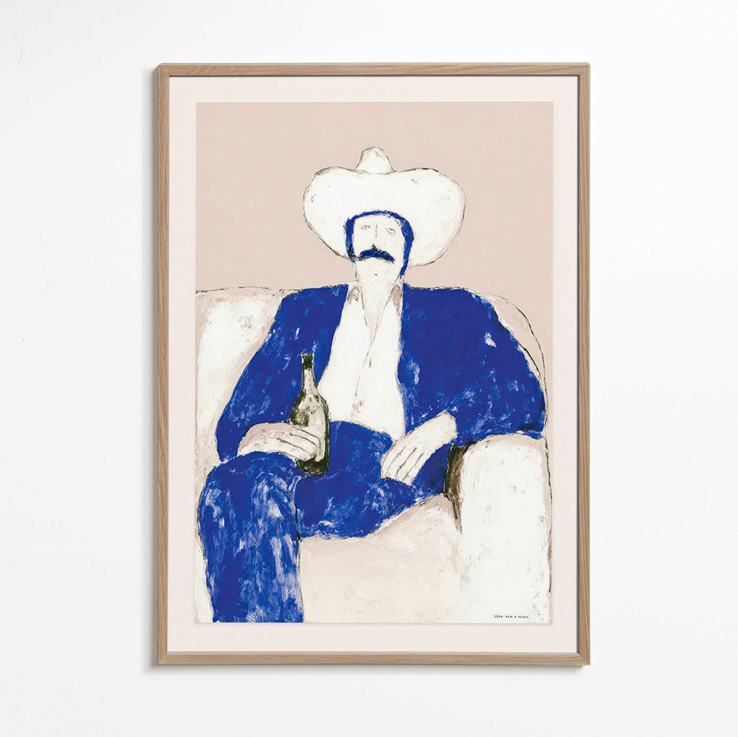 Illustration of seated blue cowboy