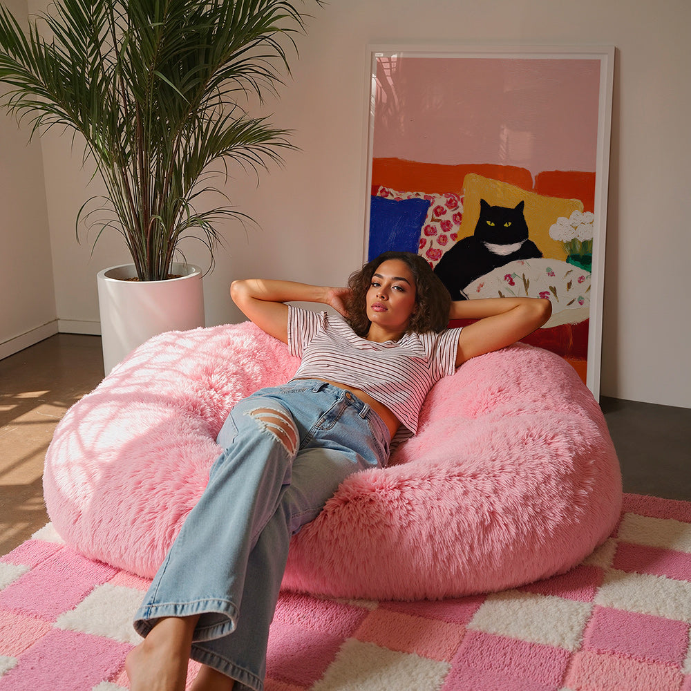 Artwork black cat on colorful sofa