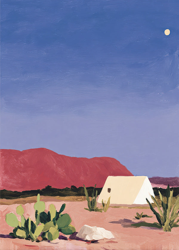 Landscape art: desert tent and cacti