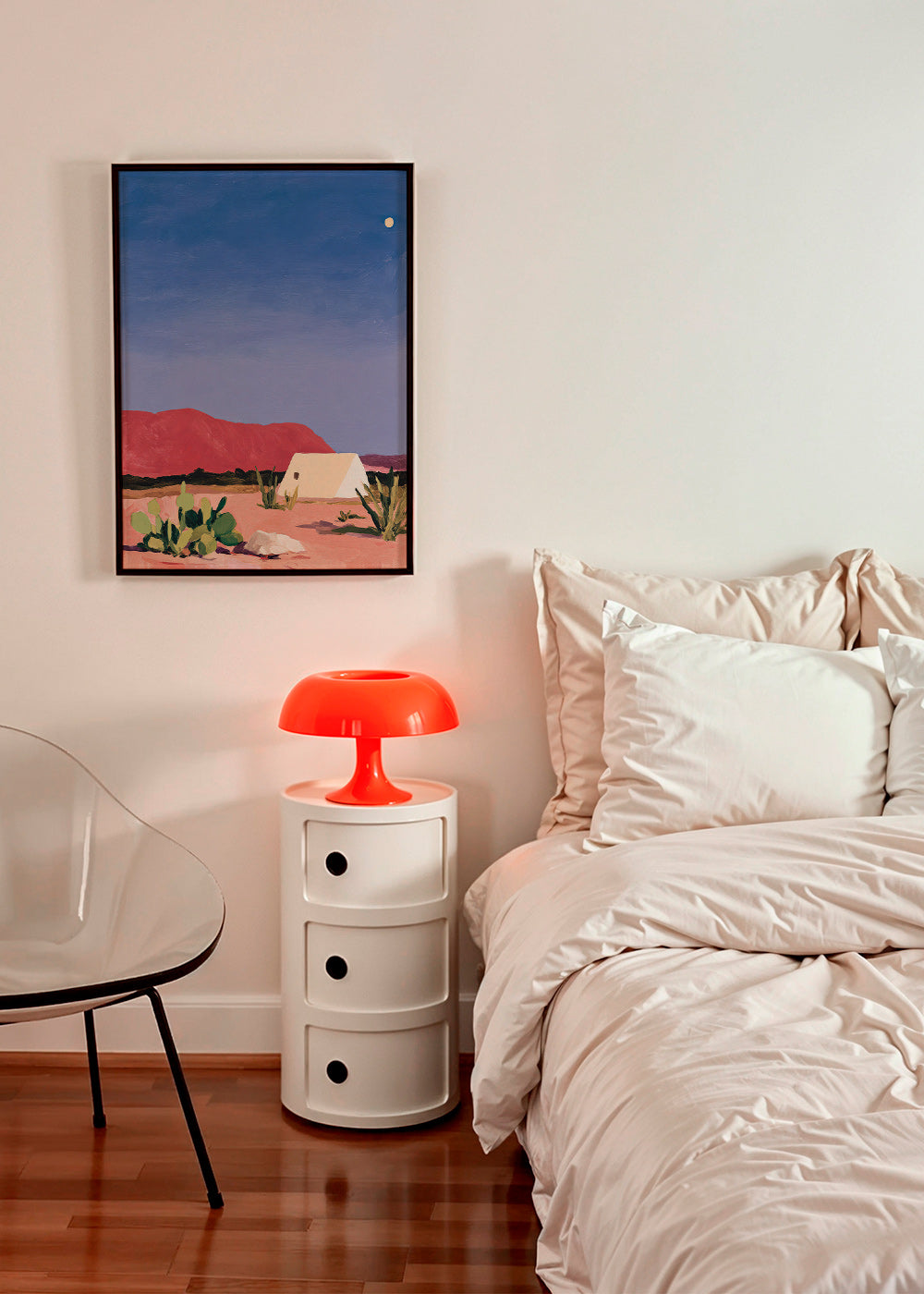 Landscape art: desert tent and cacti