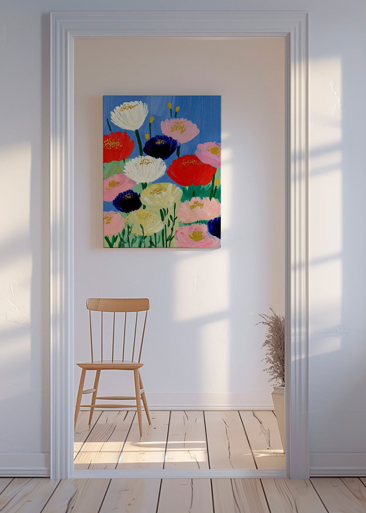 Botanical print with bold brush flowers