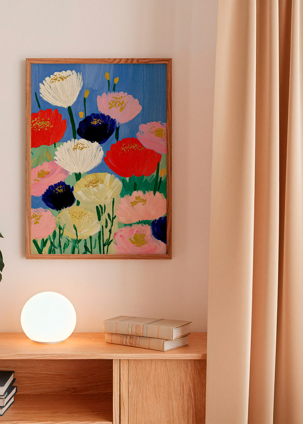 Botanical print with bold brush flowers
