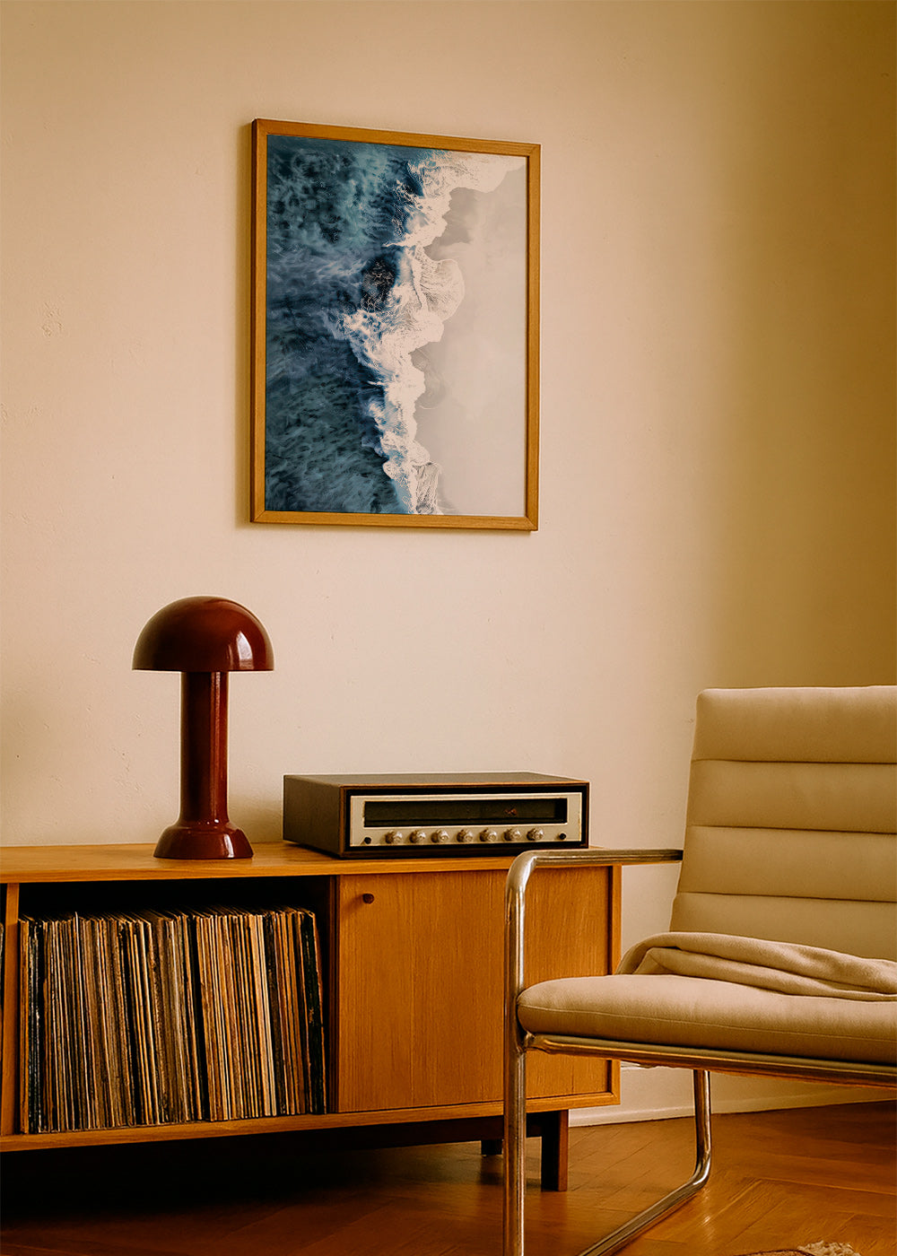 Landscape art with aerial waves and graphic foam