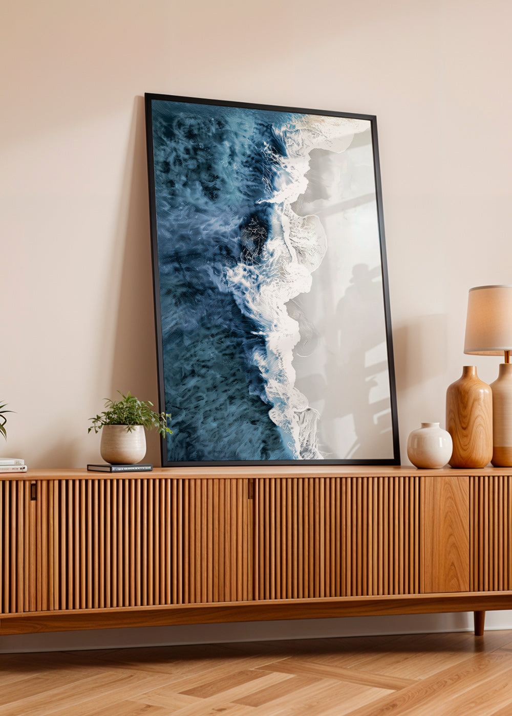 Landscape art with aerial waves and graphic foam