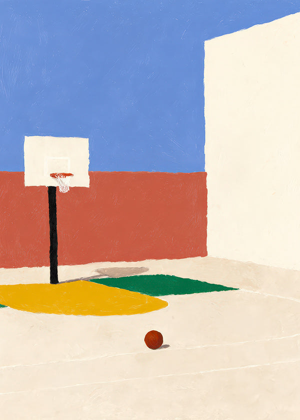 Sports art: minimal court with ball