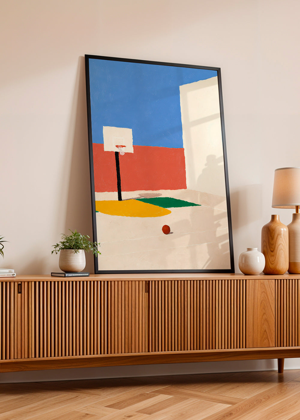 Sports art: minimal court with ball
