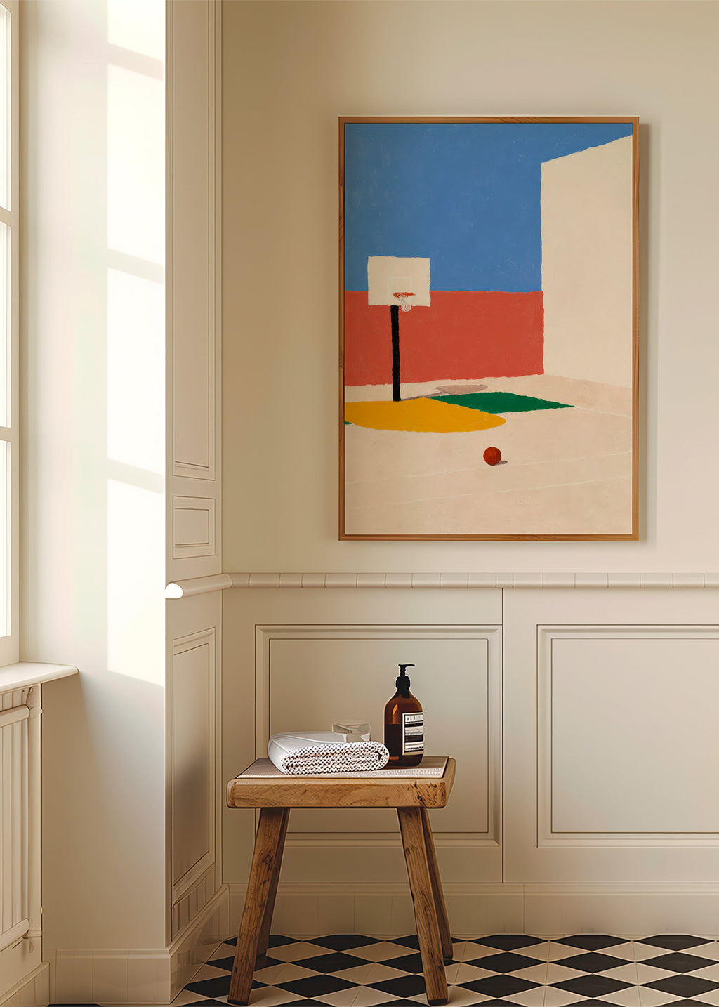 Sports art: minimal court with ball