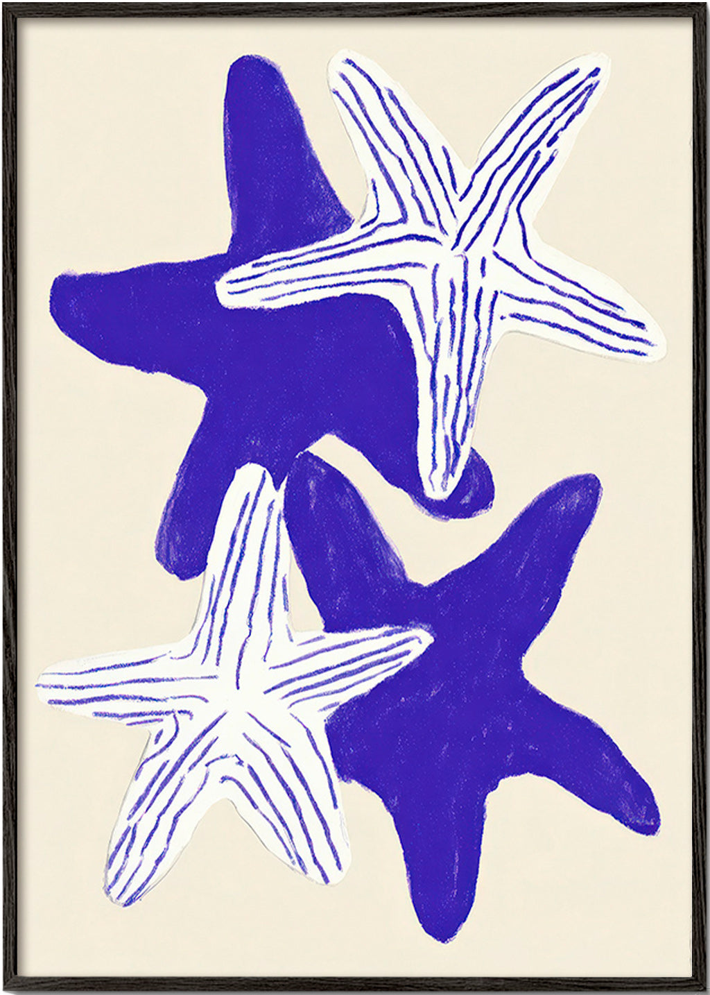 Starfish artwork in indigo