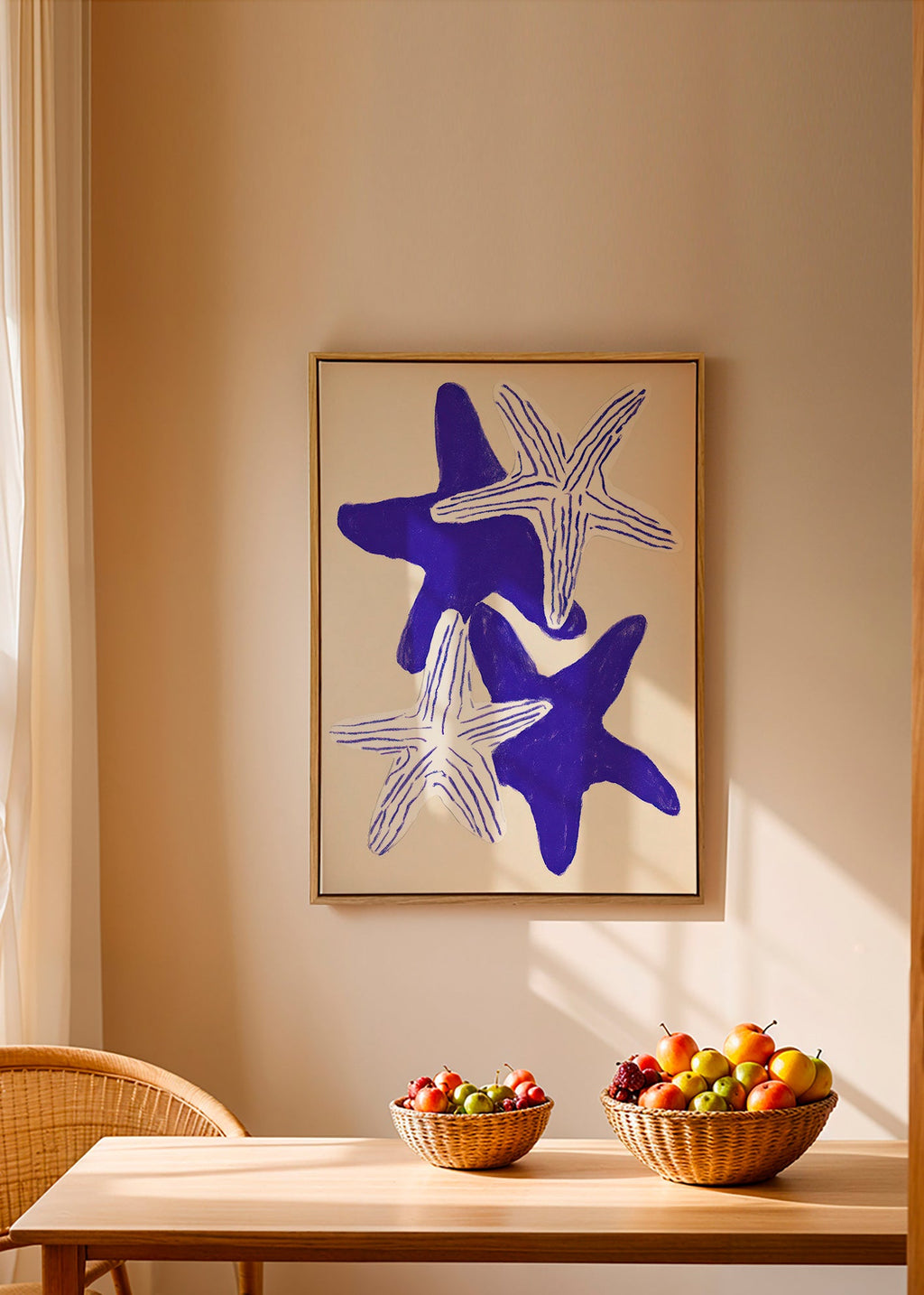 Starfish artwork in indigo