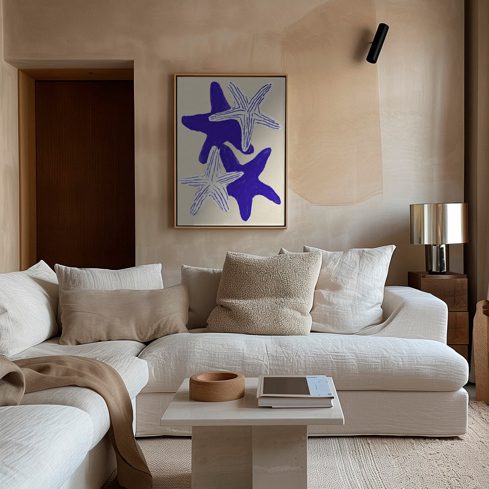Starfish artwork in indigo