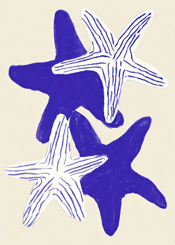 Starfish artwork in indigo