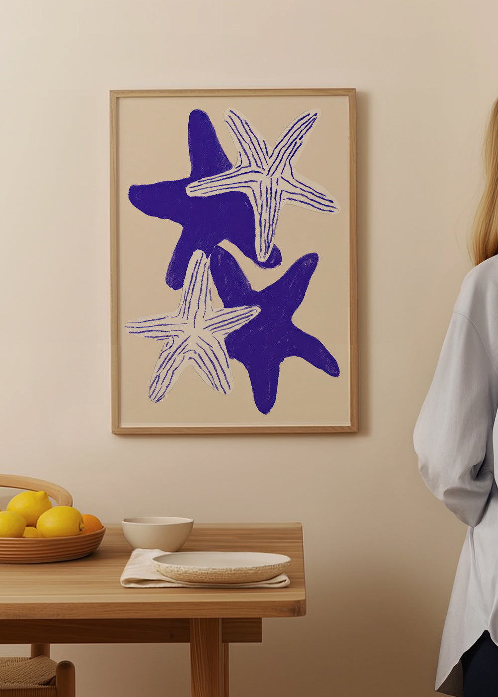 Starfish artwork in indigo