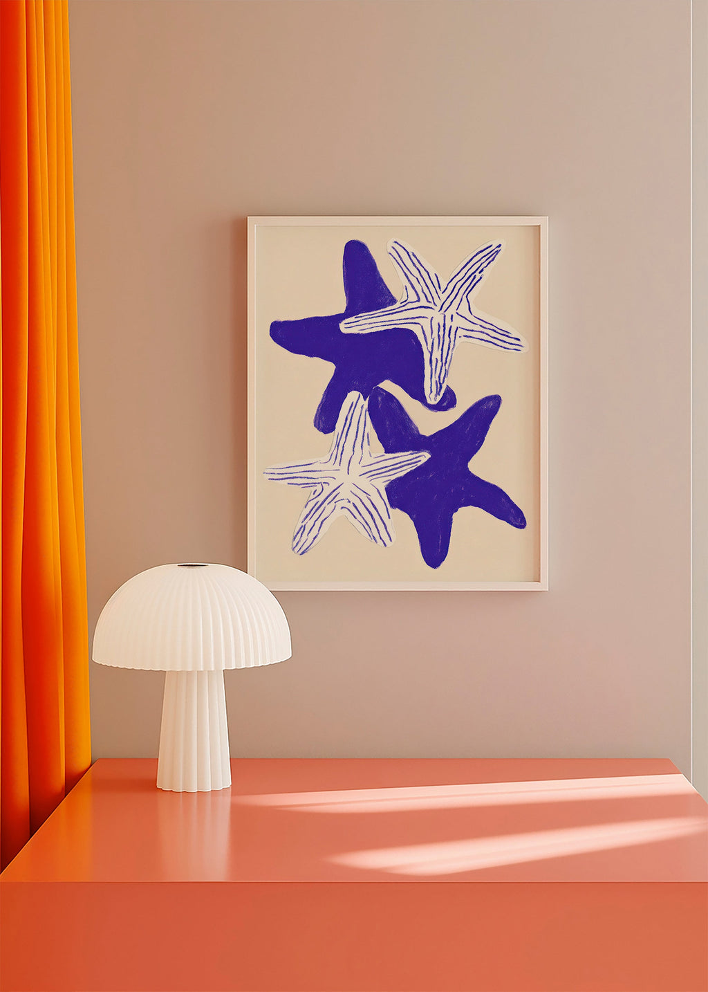 Starfish artwork in indigo