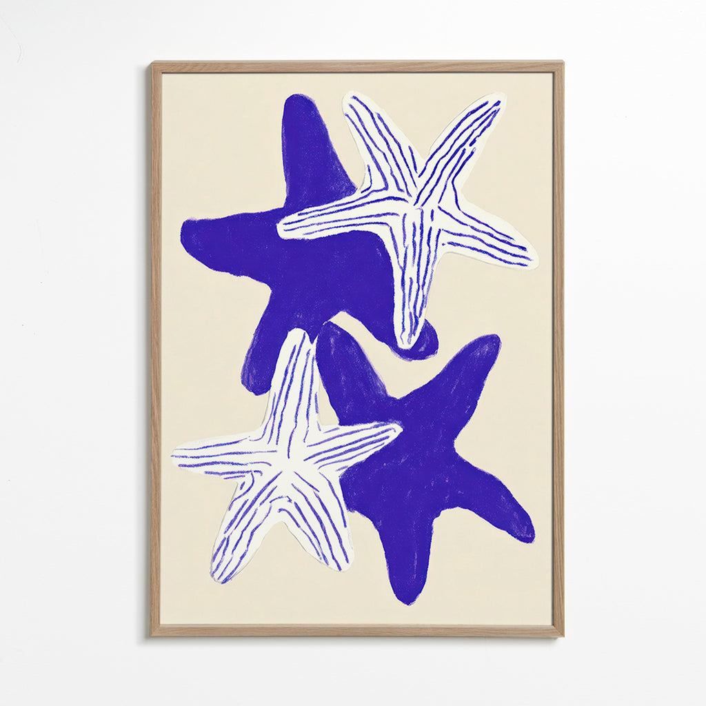 Starfish artwork in indigo
