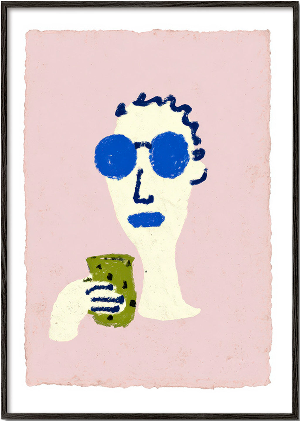 Illustration portrait with blue sunglasses
