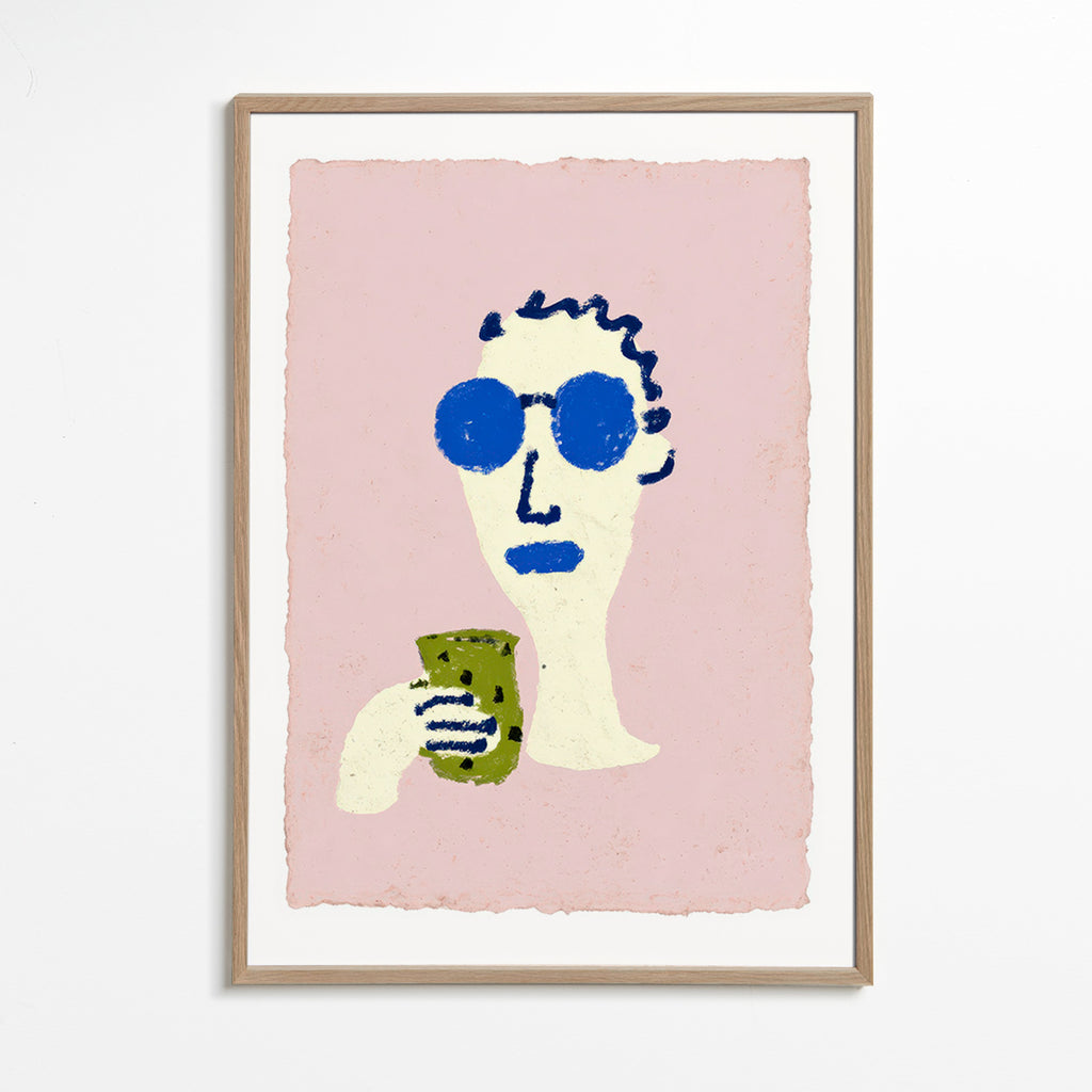Illustration portrait with blue sunglasses