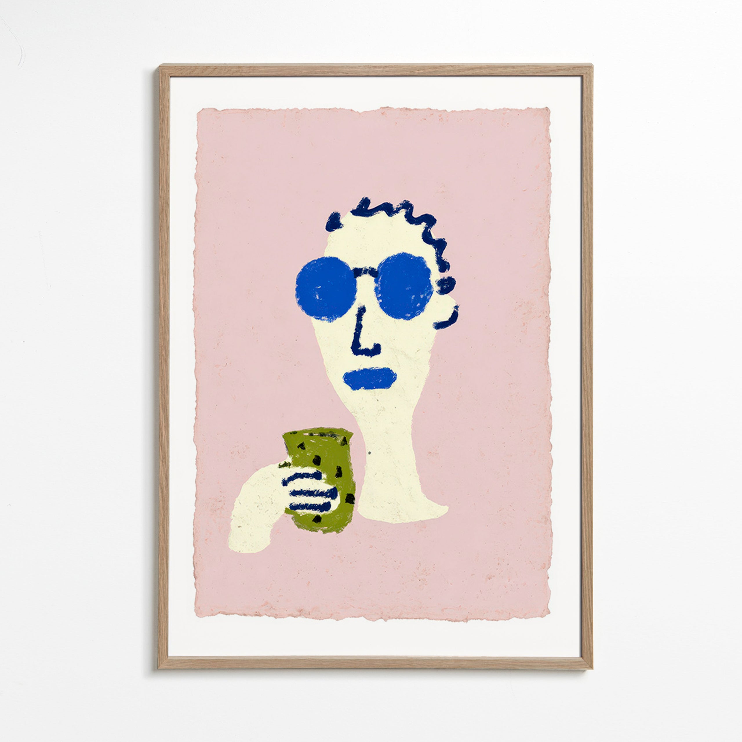Illustration portrait with blue sunglasses