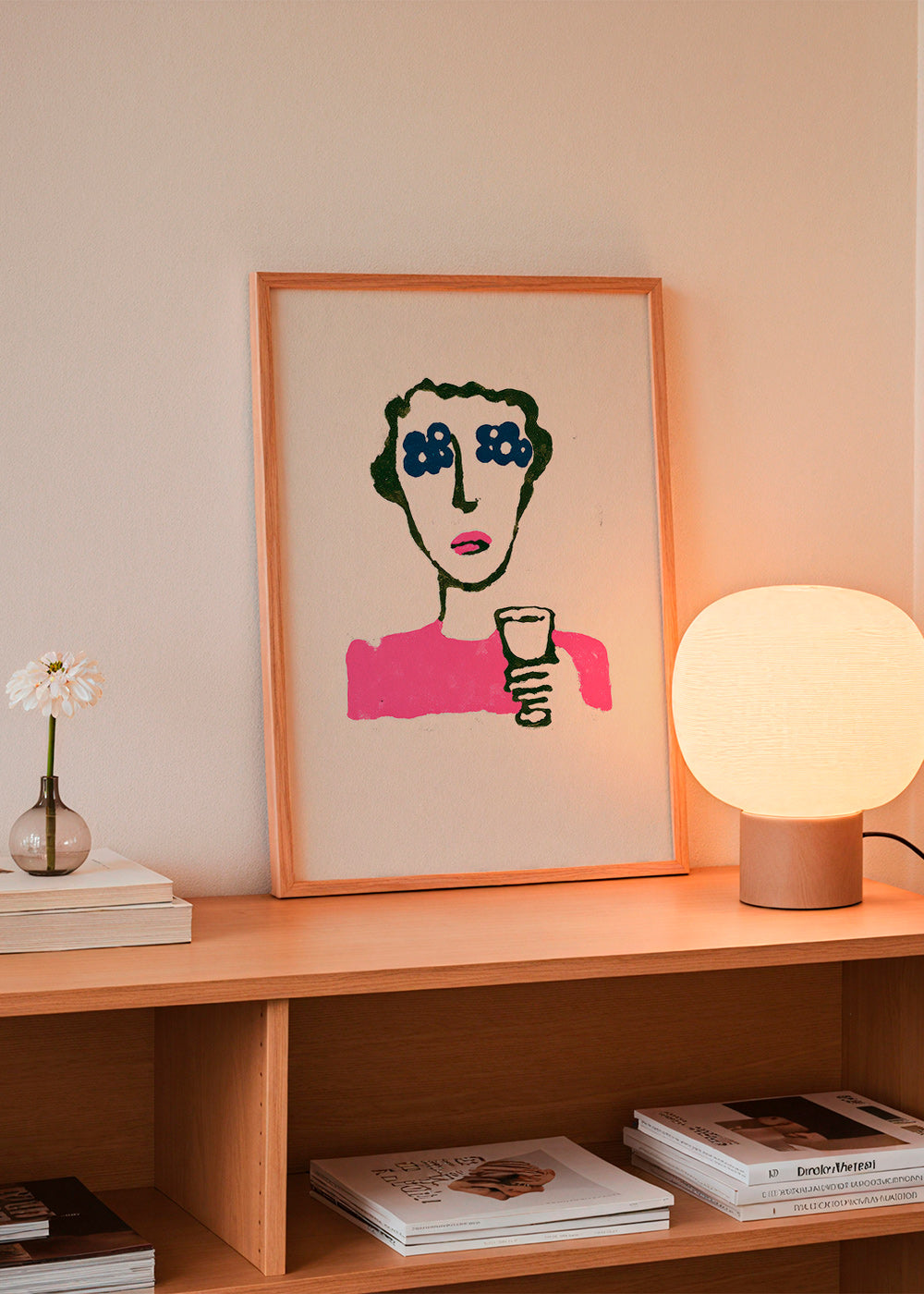Illustration with floral eyes and cup