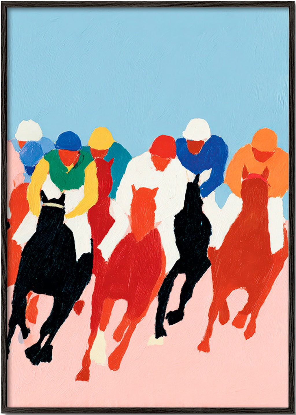Sports art: colorful horse race