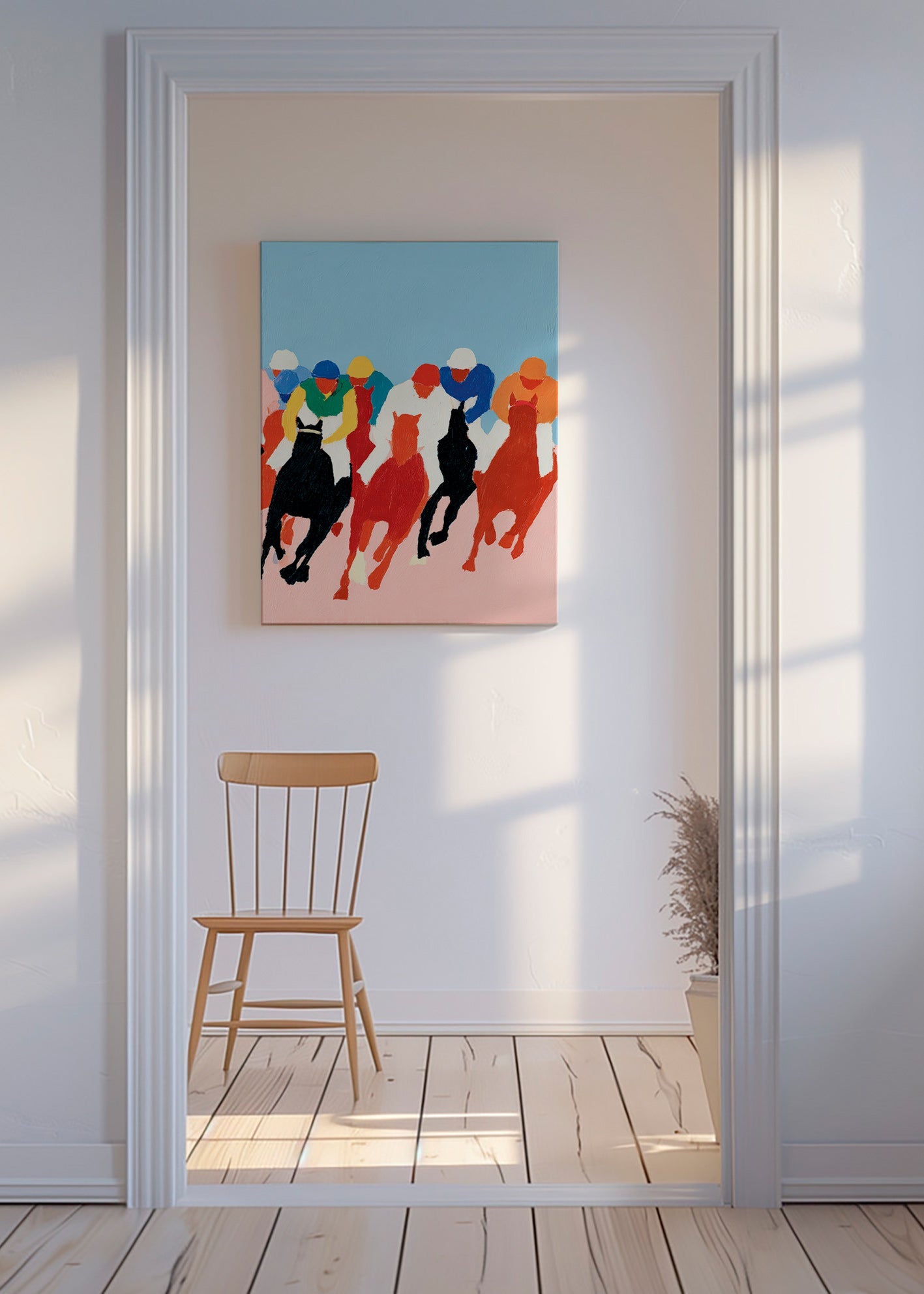 Sports art: colorful horse race