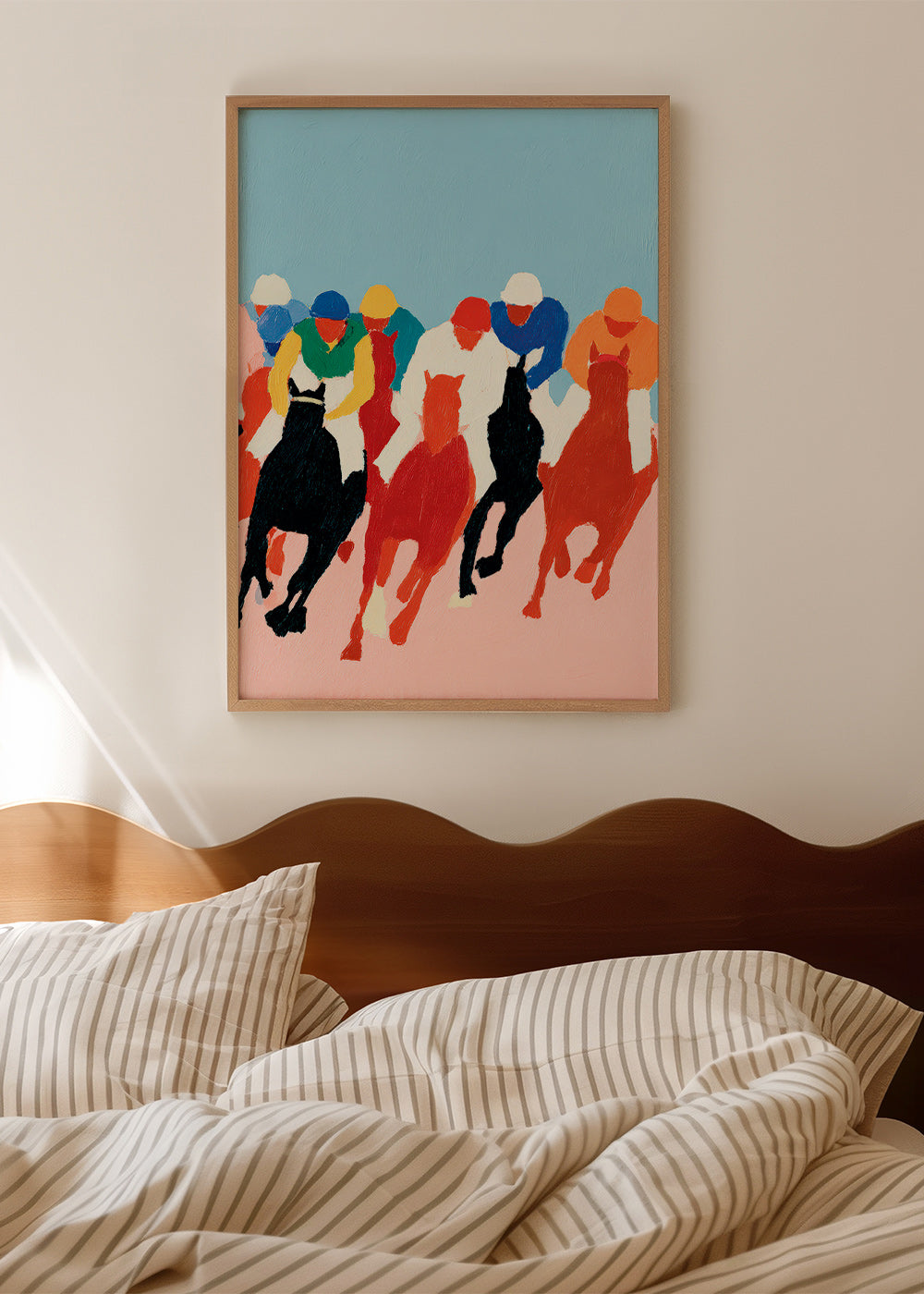 Sports art: colorful horse race