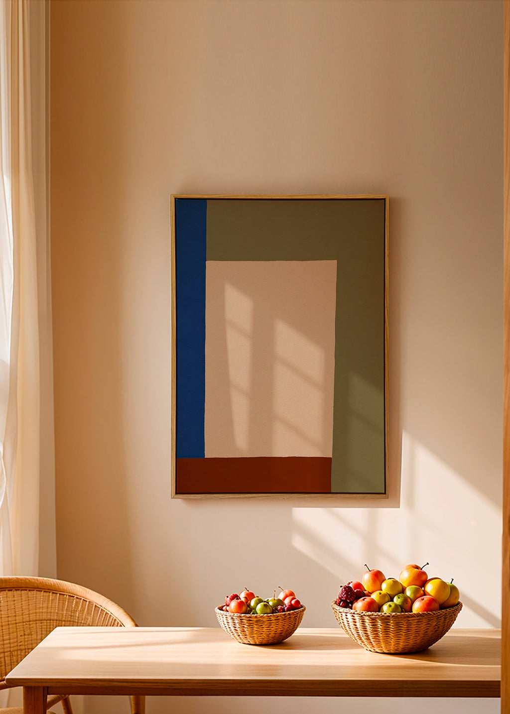 Geometric poster with beige rectangle