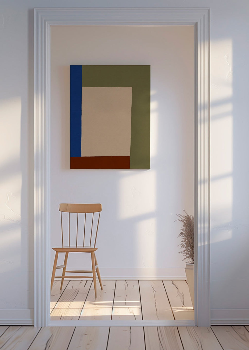 Geometric poster with beige rectangle