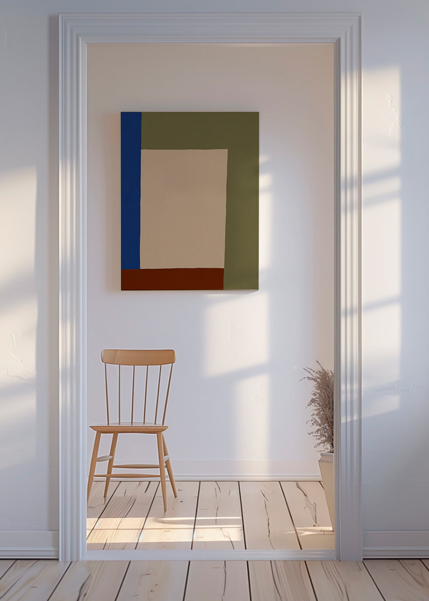 Geometric poster with beige rectangle