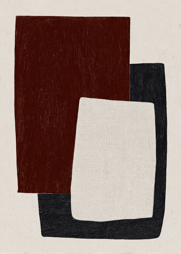 Geometric poster with overlapped burgundy shapes