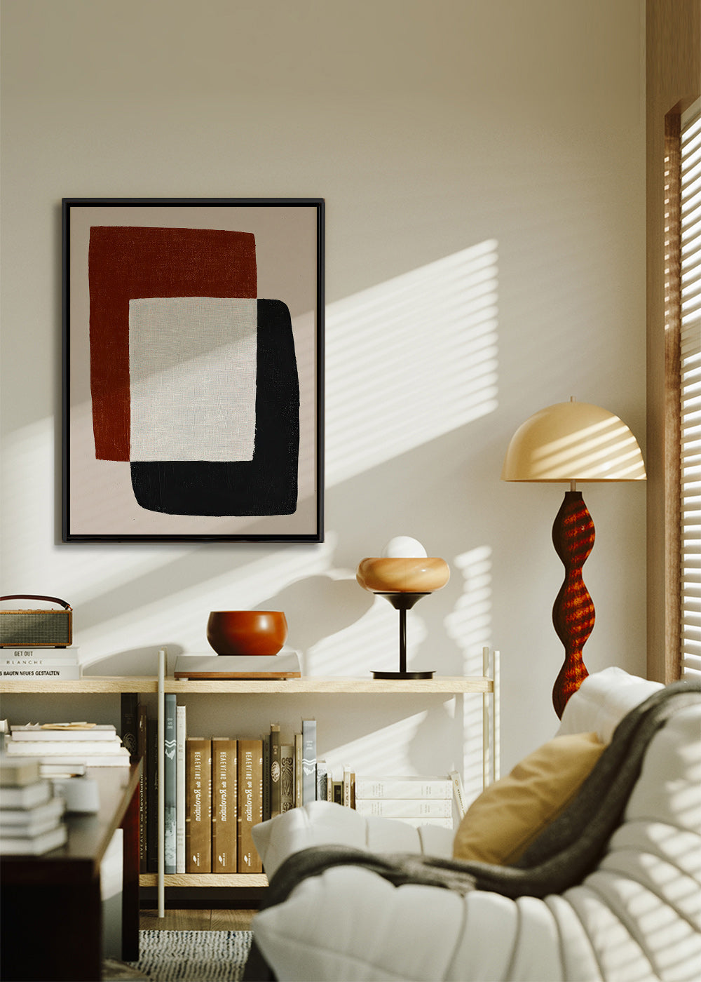 Minimalist art with overlapping shapes