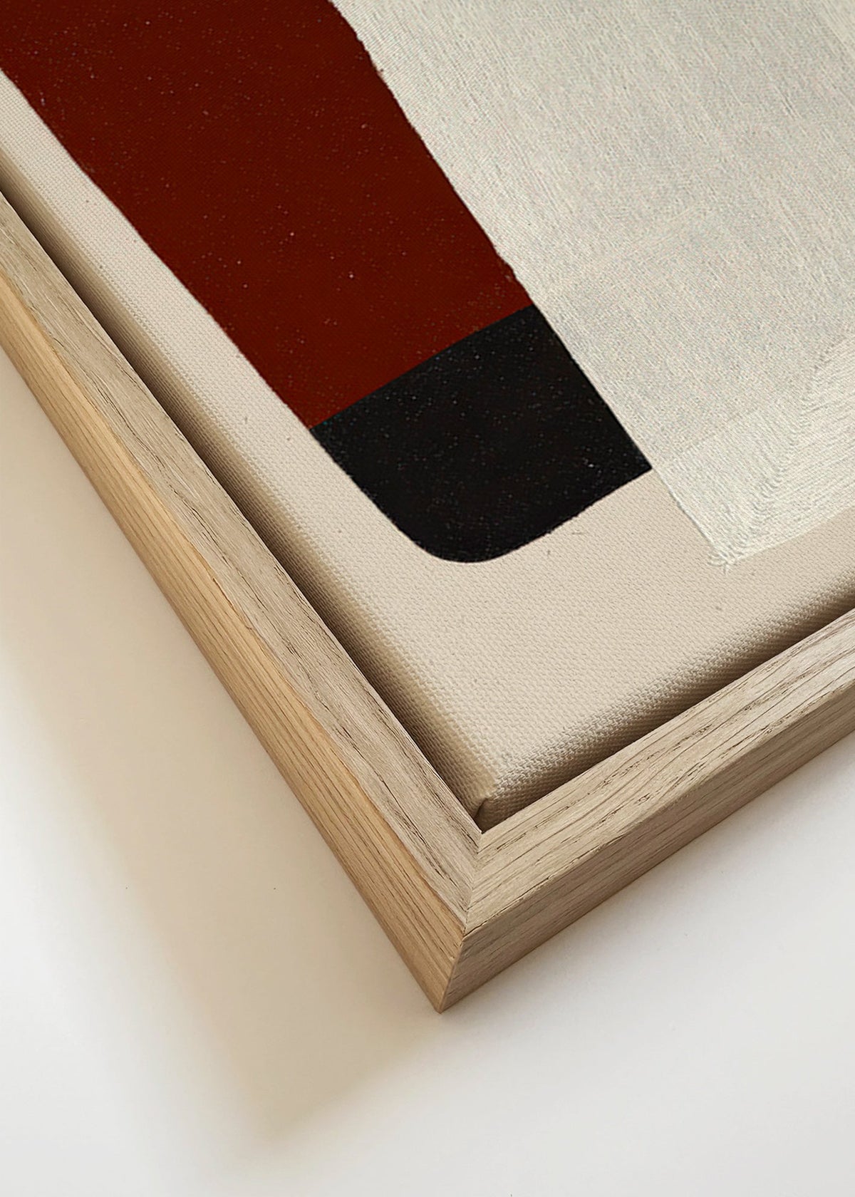 Abstract painting with earth and white blocks