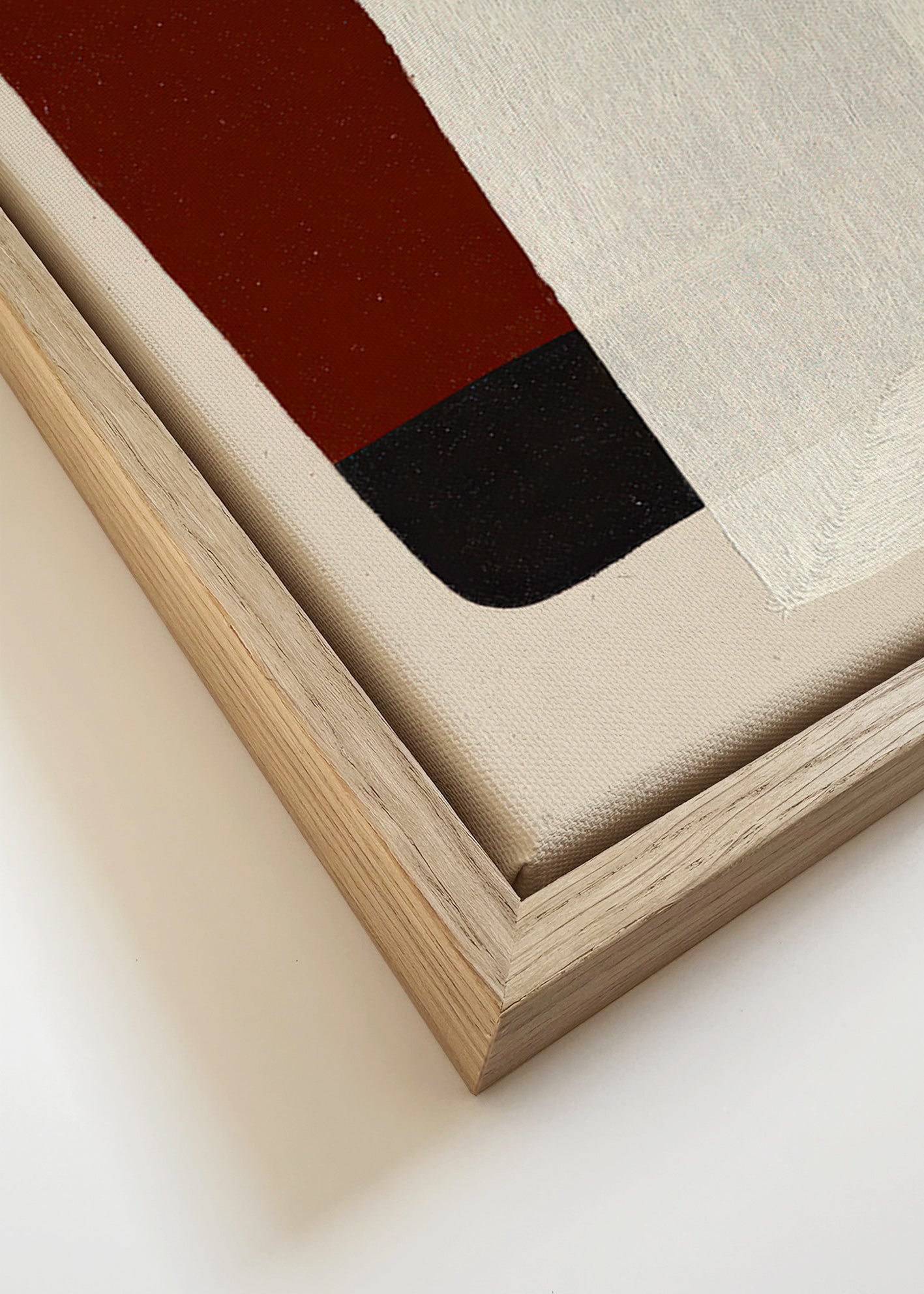 Abstract painting with earth and white blocks