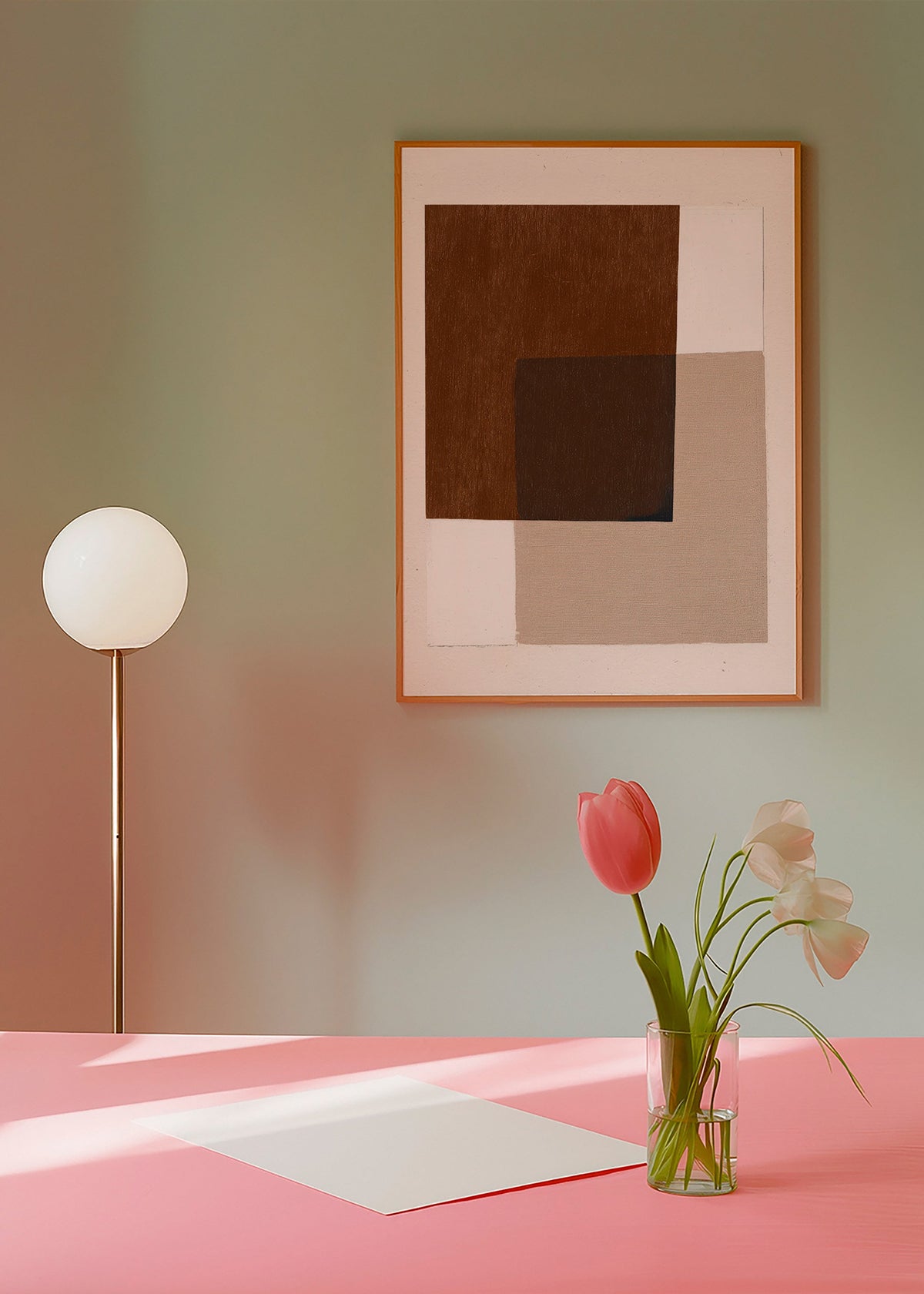 Minimalist design with earthy overlapping blocks