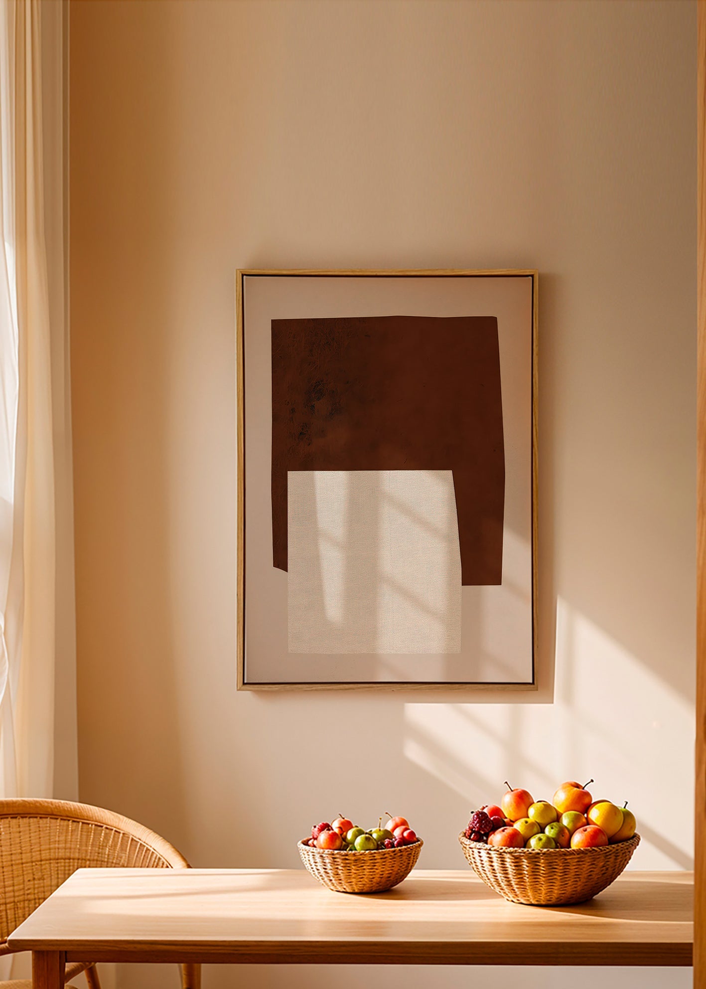 Minimalist design with brown and cream shapes