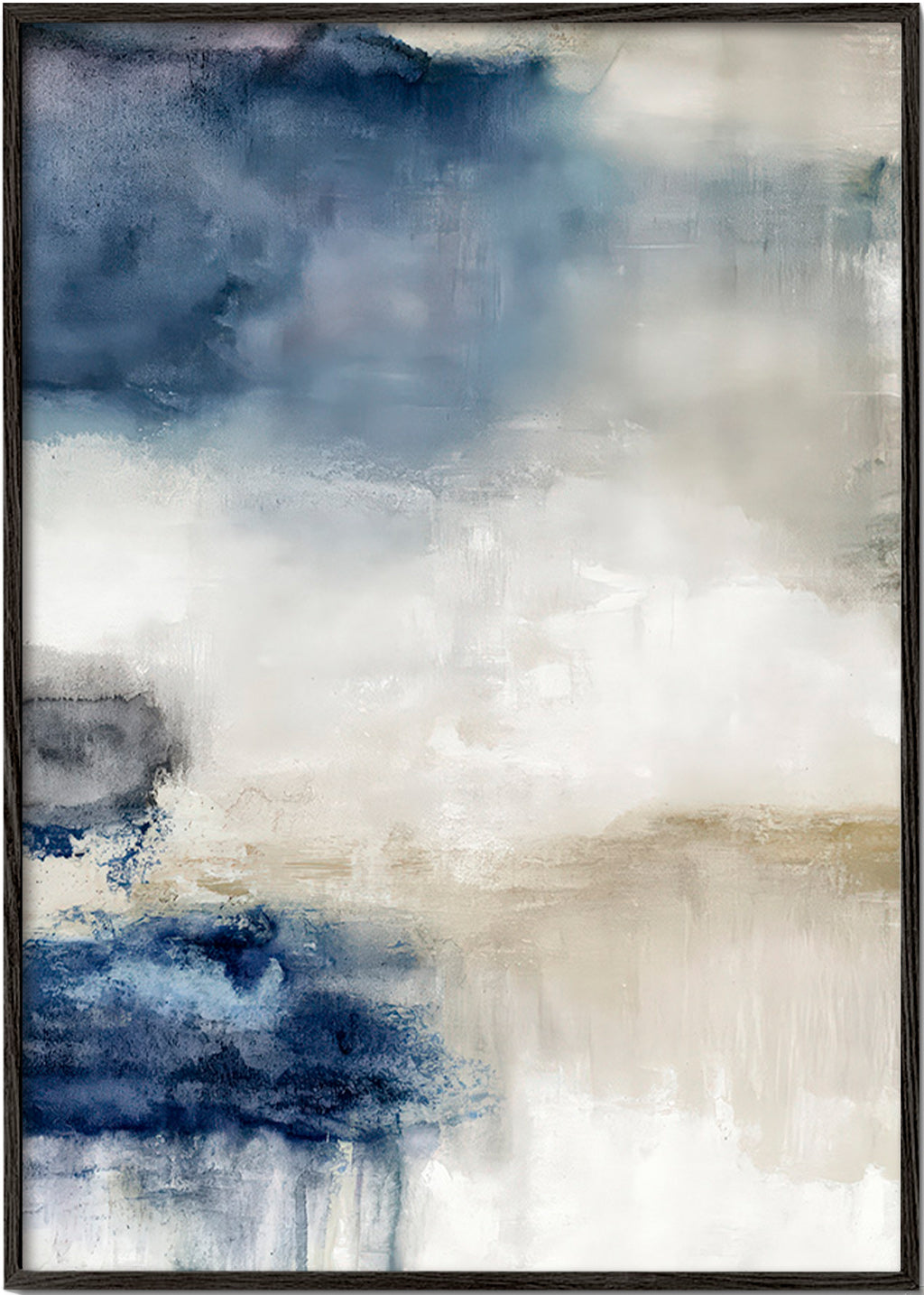 Abstract painting in blue and beige