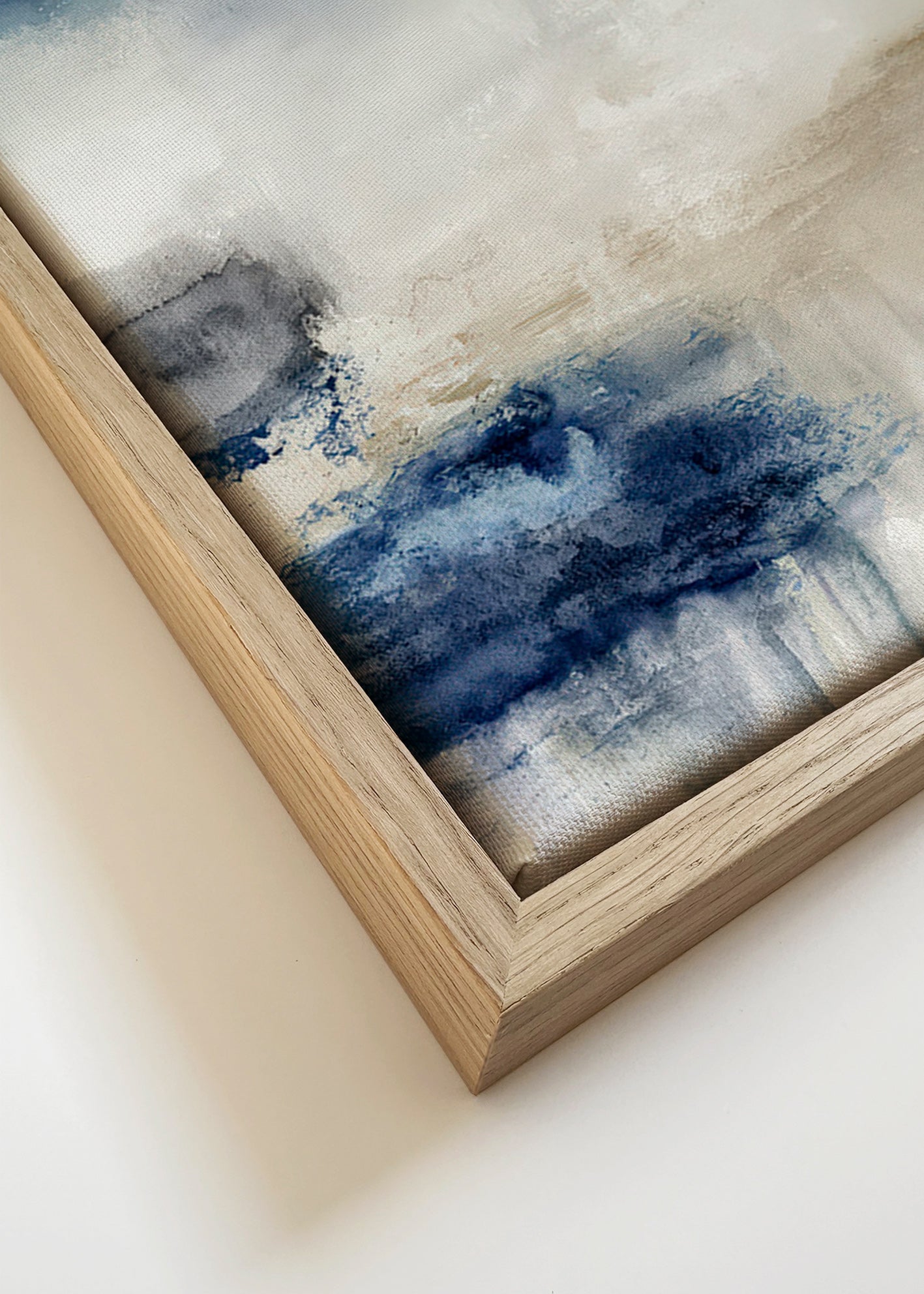Abstract painting in blue and beige