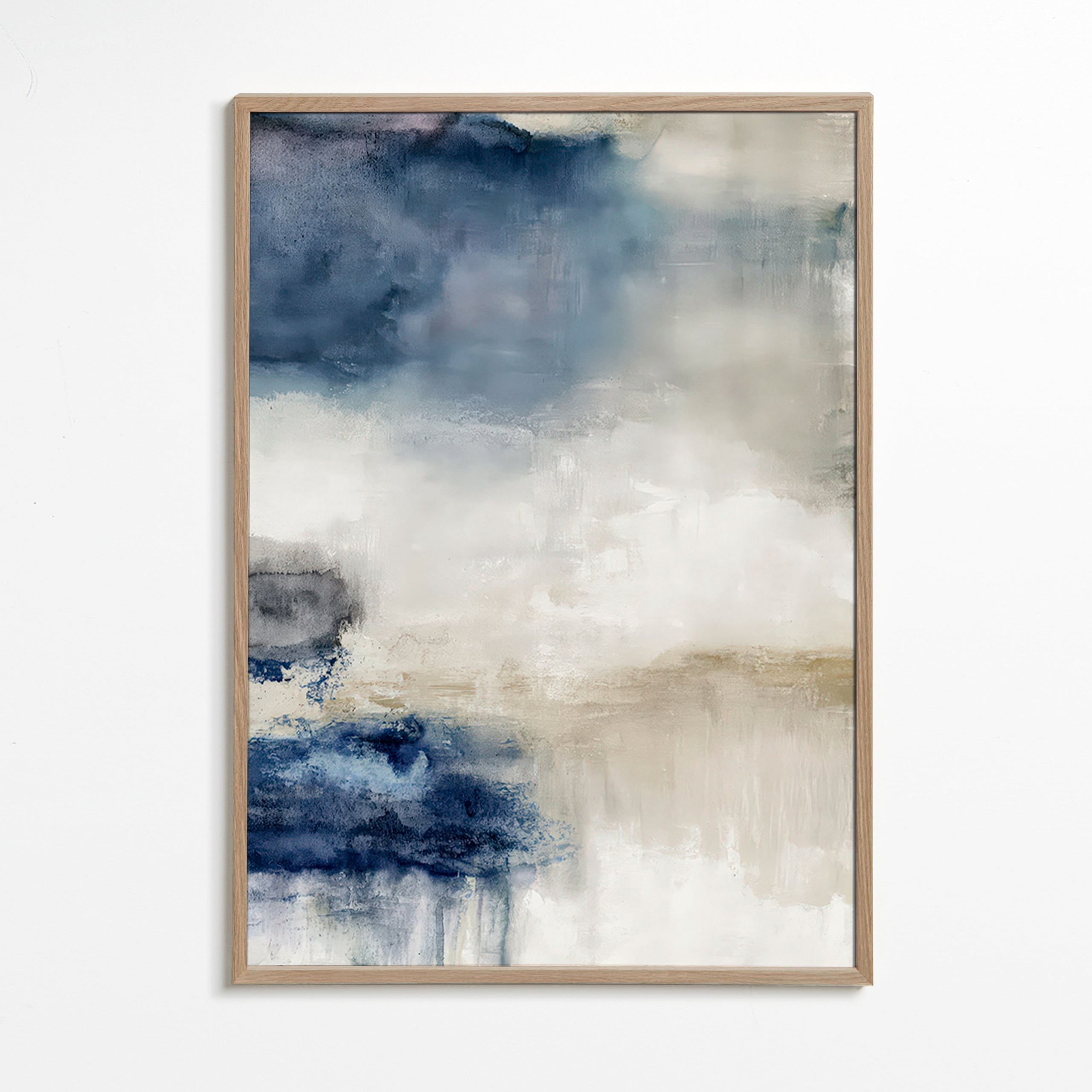 Abstract painting in blue and beige
