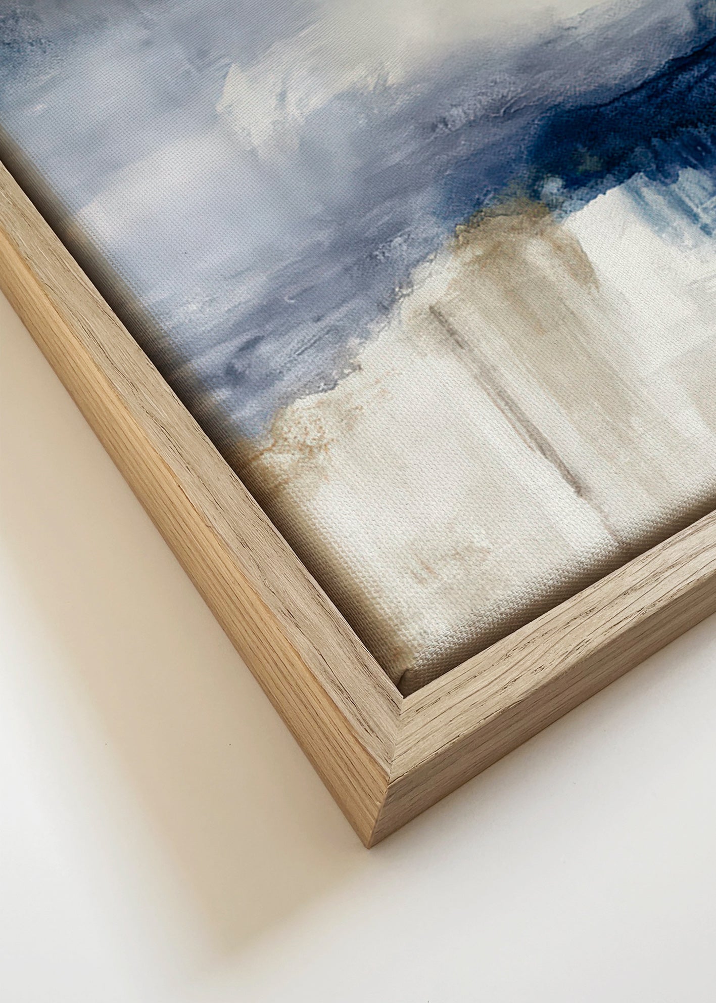 Abstract artwork in blue and beige with soft texture