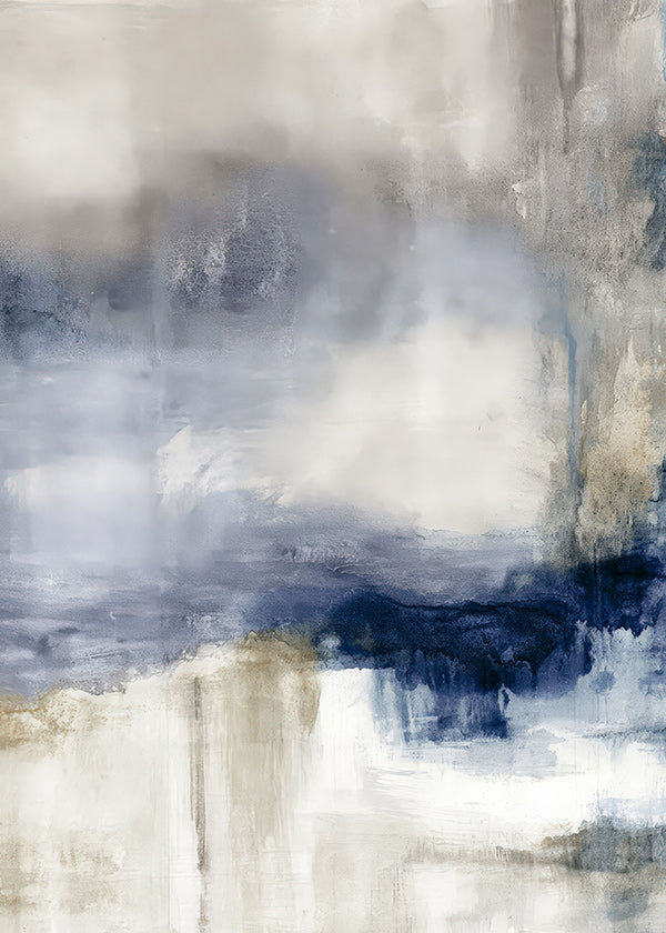 Abstract artwork in blue and beige with soft texture