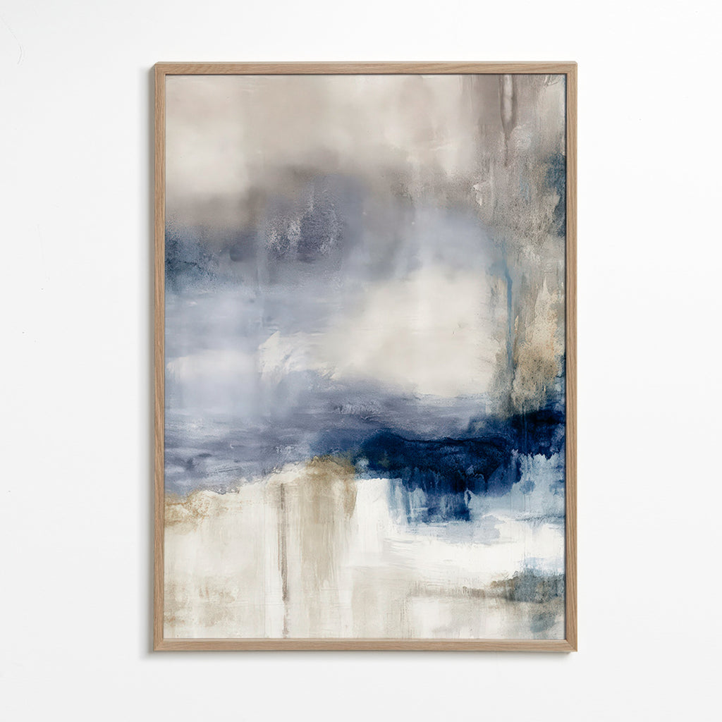 Abstract artwork in blue and beige with soft texture