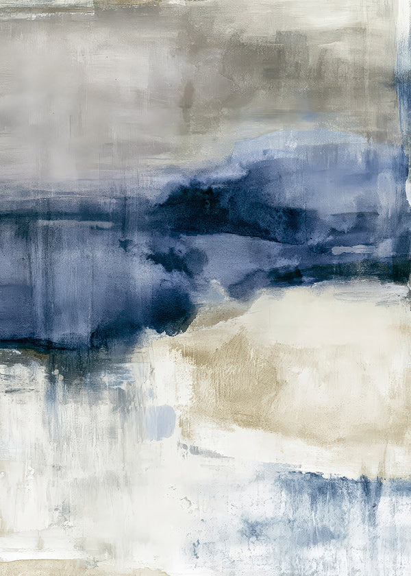 Abstract artwork winter fog with blue washes