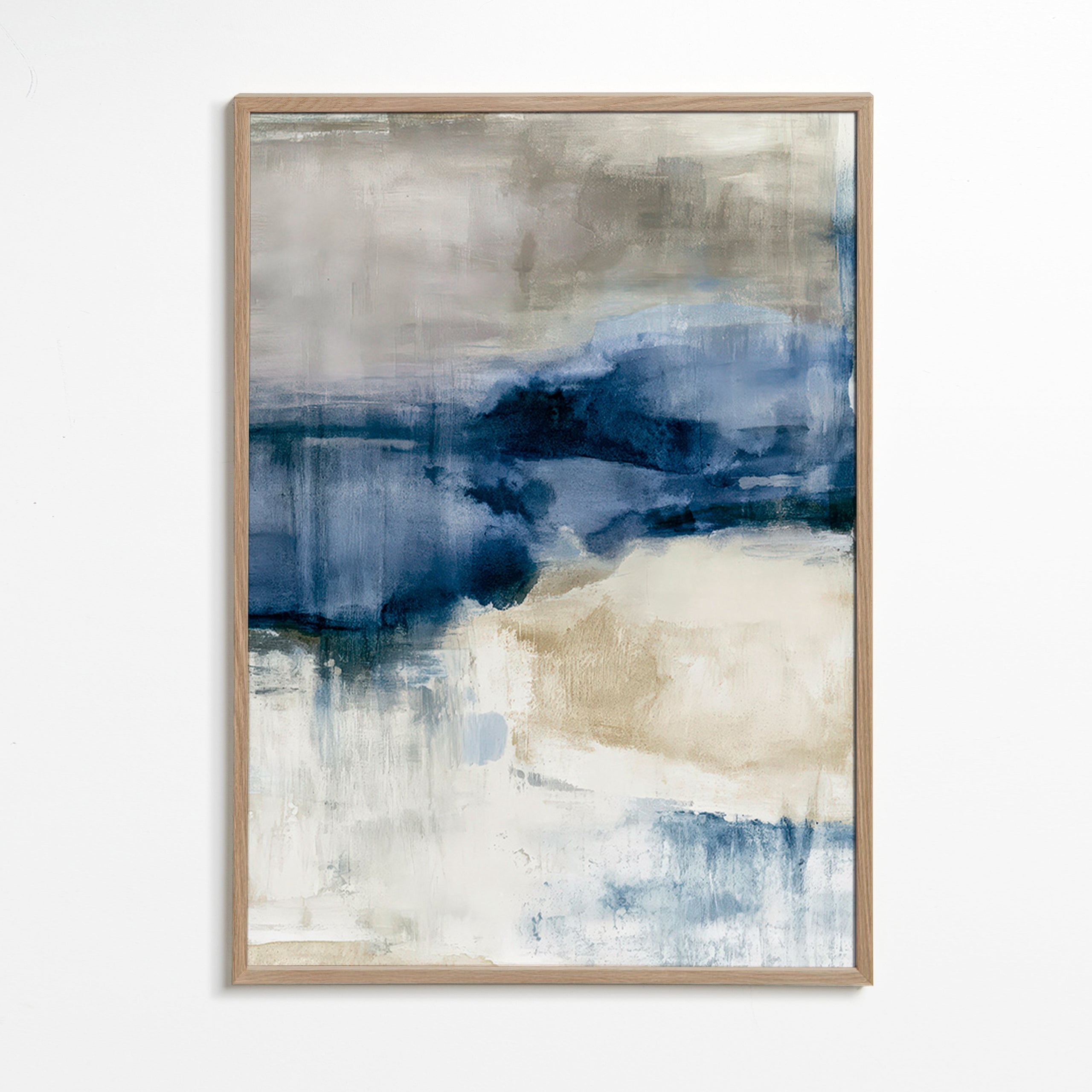 Abstract artwork winter fog with blue washes