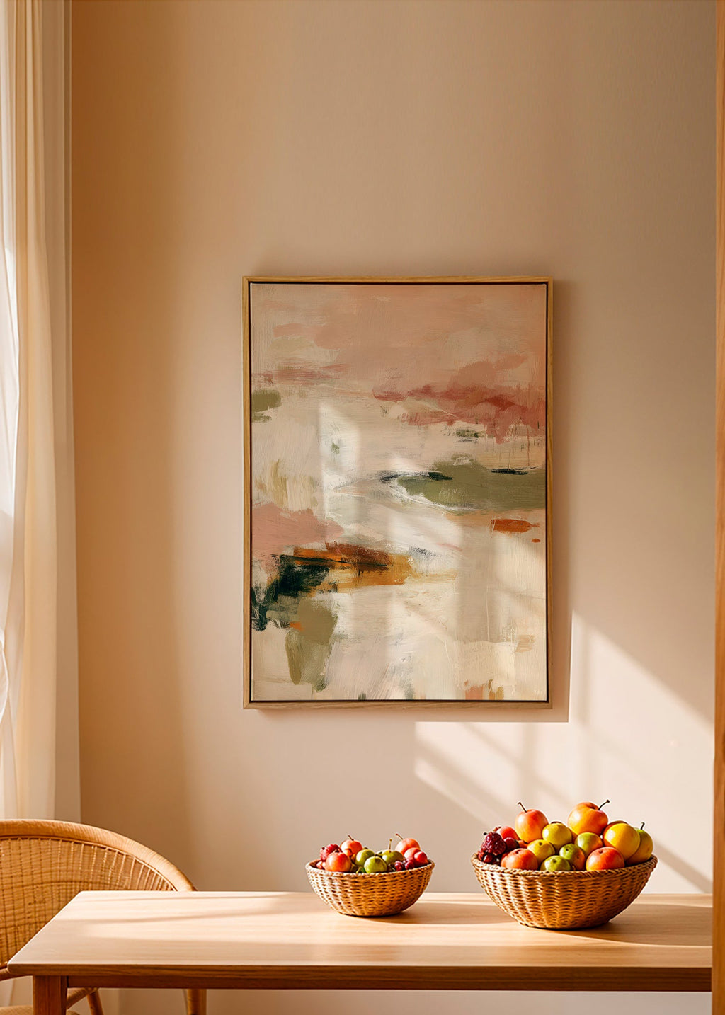Abstract art with soft horizon and organic brushstrokes