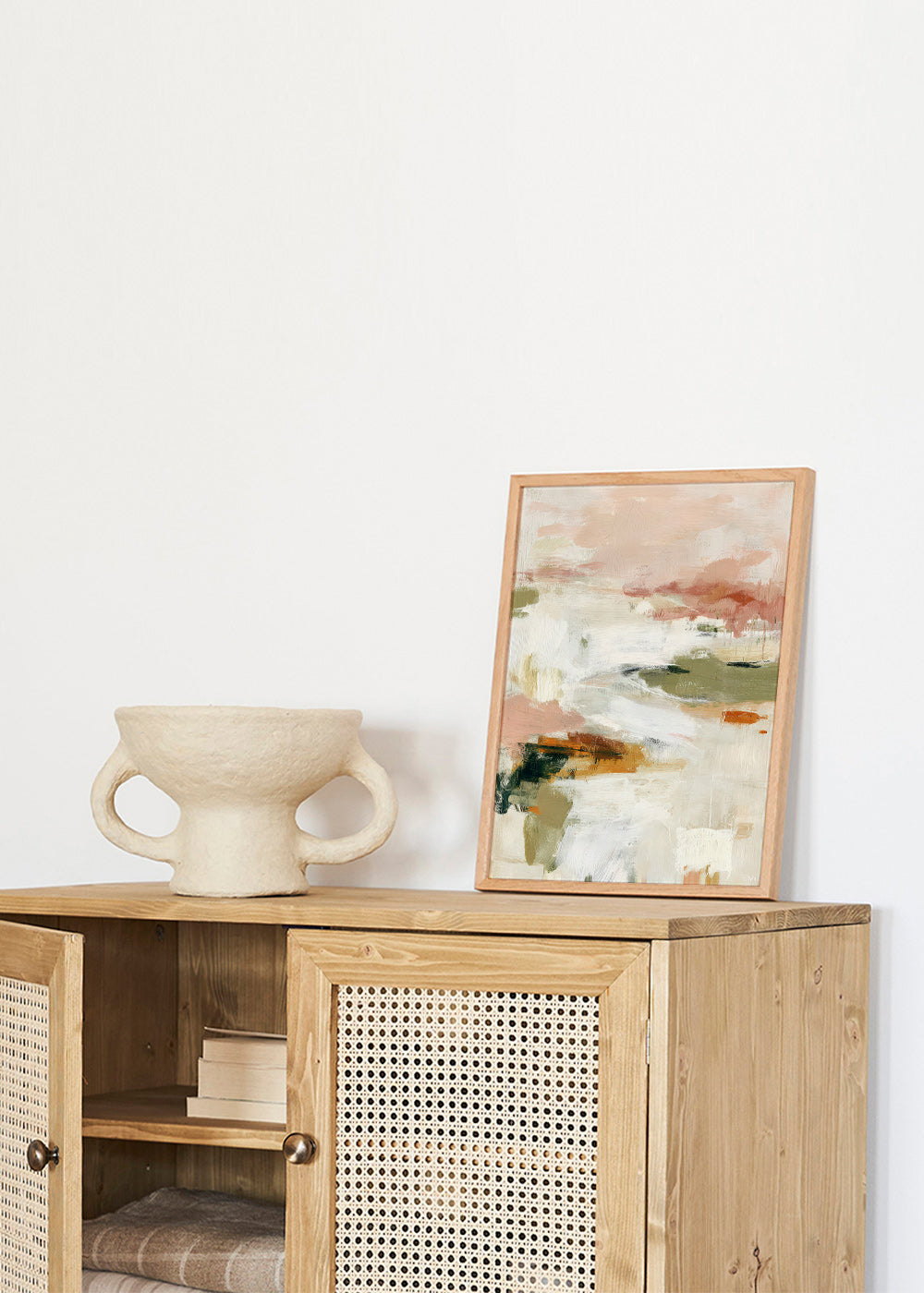 Abstract art with soft horizon and organic brushstrokes