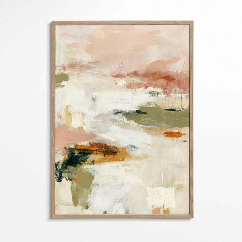 Abstract art with soft horizon and organic brushstrokes