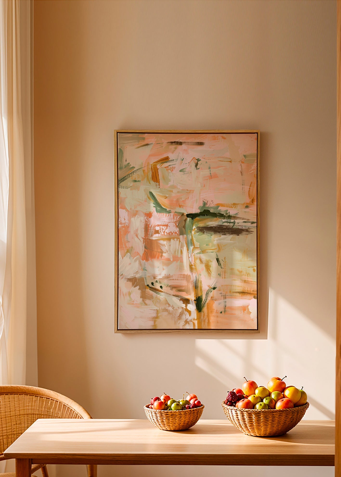 Botanical print with soft pastel strokes