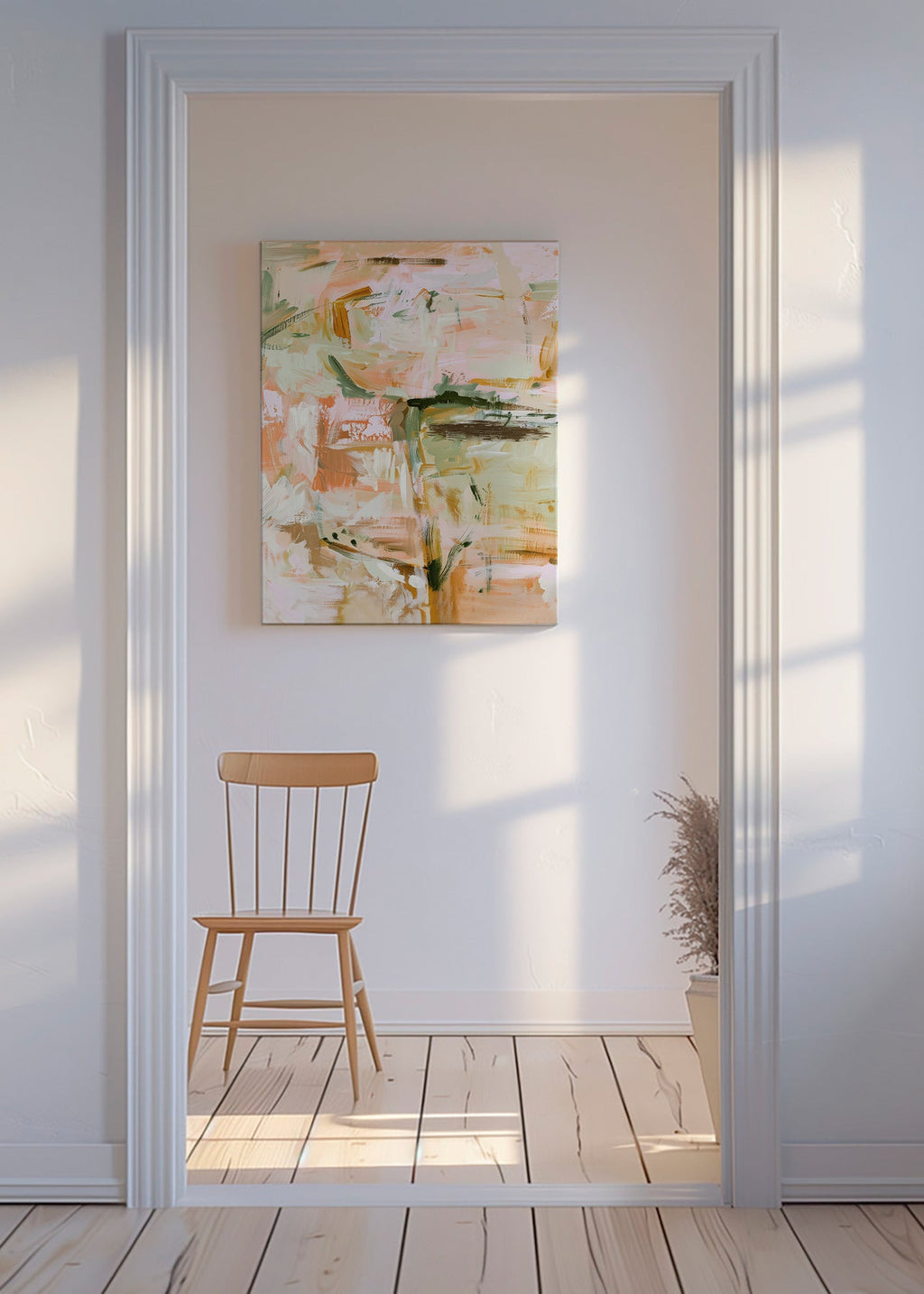 Botanical print with soft pastel strokes